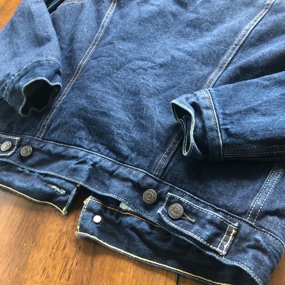 Levi’s Fleece Warm Lined Dark Denim Jean Jacket SM - Picture 4 of 5